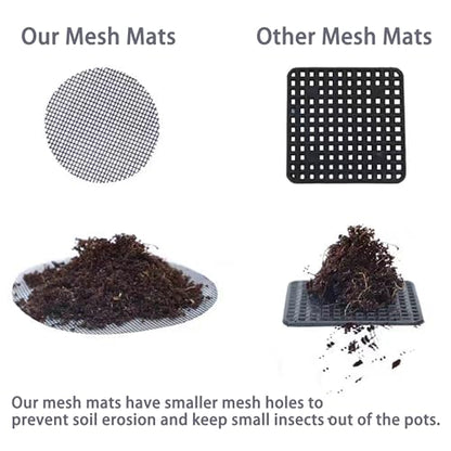 Sylken 200 Pack Flower Pot Hole Mesh Pad, 4" Rounds Drainage Hole Mesh Pad - Ultimate Gardening Solution Preventing Soil Loss, Anti-Slip, Bonsai Bottom Grid Mat Gifts for Women Gardeners! - size: 4"