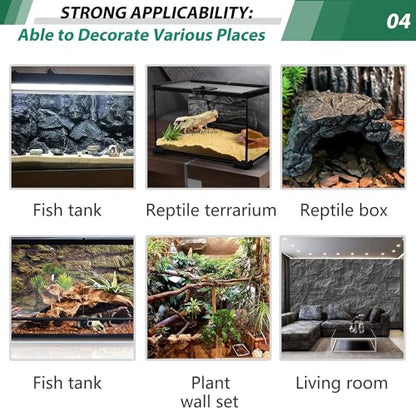 17.7x11.8in Rock Terrarium Background,3D Reptile Tank Background Board,Amphibian Stereo Backdrop Wall,Lizard Snake Gecko Spider Turtle Fish pet silo Background Decorative Panel(Grey) - color: grey-17.7"*11.8"（1pcs）