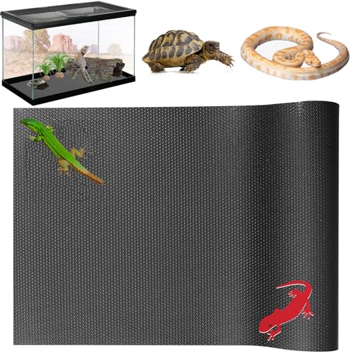 KABASI Reptile Substrate Liner Terrarium Carpet, Tank Accessories | for Bearded Dragon, Non-Adhesive Reptile Carpet Reptile Flooring Mat Bedding for Leopard Gecko, Snake, Lizard, Tortoise - color: Black, size: 17.7x39.4 inch