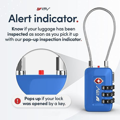 TSA Accpeted Luggage Travel Lock, Set-Your-Own Combination Lock for School Gym Locker, Luggage Suitcase Baggage Locks, Filing Cabinets, Toolbox, Case (Blue, 4 Pack) - color: Blue 4-Pack