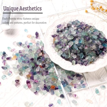 1lb Fluorite Aquarium Gravel Rocks - Tumbled Healing Crystal Chips - Bulk Gemstones for Fish Tank Decor - Fountain Vase Filler Planters - for Potted Plants