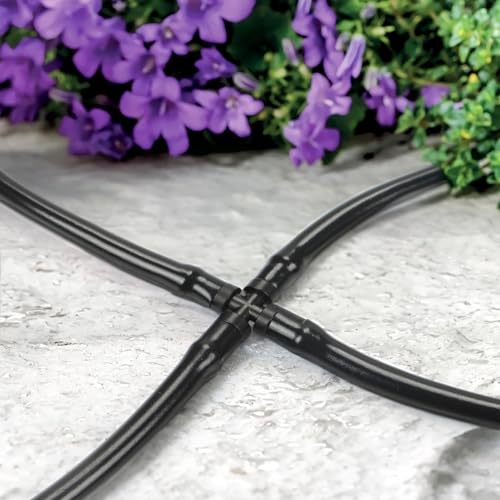 RedChili 50 Pack Drip Irrigation Universal 1/4" Barbed Cross Fitting, Drip System Parts Double Barbed Cross Tee Connectors Fits 1/4-Inch Drip Tubing Irrigation for Drip Line Connection - size: 1/4" Barbed Cross