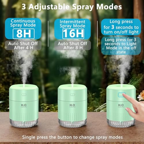 SZO Plant Humidifier Indoor, 500ml Green with Colorful Lights | Small Humidifiers for Plants, Travel, Bedroom, Office Desktop, Baby Room - color: Green