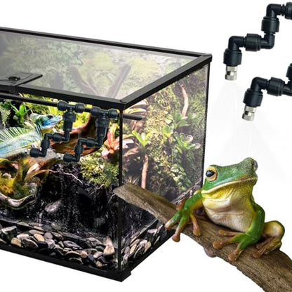 Reptile Terrariums Misting Accessories kit, 2PCS Adjustable Reptile Mister Nozzles, with 16ft 1/4 inch Tube, Black - size: 2PCS Single Nozzles