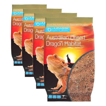 Jurassic Natural Australian Desert Dragon Habitat Substrate for Bearded Dragons and Other Lizards, Red, 10lb (Pack of 4) - color: Red, size: 10lb (Pack of 4)