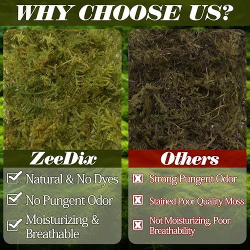 1.1 lb Premium Sphagnum Moss for Reptiles | 25 qt Green Natural Reptile Moss Bedding, Long Fiber Reptile Moss for Leopards, Geckos, Snakes, Turtles, Frogs - color: 1.1lb