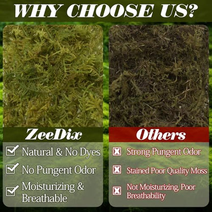 1.1 lb Premium Sphagnum Moss for Reptiles | 25 qt Green Natural Reptile Moss Bedding, Long Fiber Reptile Moss for Leopards, Geckos, Snakes, Turtles, Frogs - color: 1.1lb