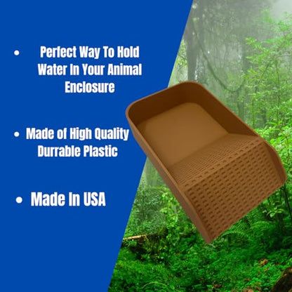 Hermit Crab Watering Pool | Platform Pool Accessory with Access Ramp for Hermit Crabs | 6.5" x 4" | Made in USA (Fresh Only, Tan) - color: Fresh Only, Tan