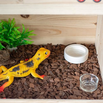 OMEM Worm Dish Mini Reptile Food Bowl Ceramics Made Mealworms Bowls Anti-Escape for Lizard Gecko Leopard Bearded Dragon (S) - size: S
