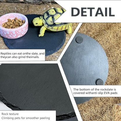 Reptile Basking Platform 6.0IN Turtle Rock Slate Plate Food Bowl Feeding Dish Tortoise Bathing Resting Terrace for Bearded Dragon Chameleon Gecko Snake Lizard Frog Newt - size: 6.0inch(1pcs)
