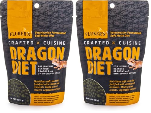 Fluker's Crafted Cuisine Diet, Juvenile Bearded Dragon and Omnivorous Reptile Food, Made with Crickets, Mealworms, Real Fruits & Veggies 6.75 oz (Pack of 2) - size: 6.75 Ounce (Pack of 2)