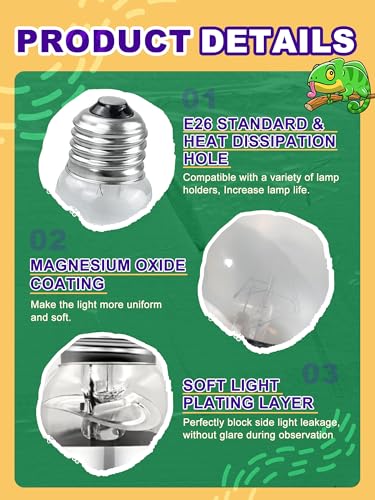 Heat Lamp Bulbs, 125 Watts UVA UVB Reptile Heat Bulb, 2 Pack | Full Spectrum, Basking Spot Light, Simulate Natural Sun Light, For Reptile and Amphibian, Silver - color: Pack of 2, size: 125 Watt