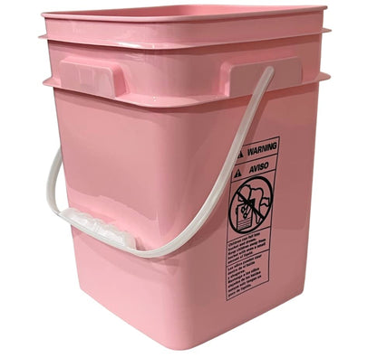 4 Gallon Square Food Grade Bucket Pail with Plastic Handles and Lid (Pack of 3) Made in USA containers (Pink - White lids) - color: Pink - White Lids