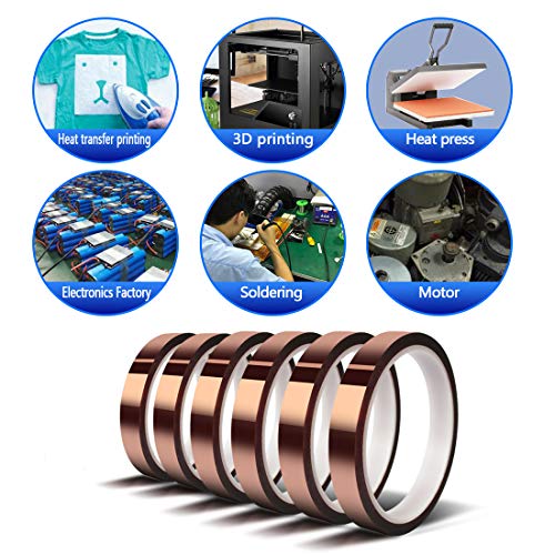 MEBMIK Heat Tape for Sublimation Transfer, Heat Resistant/Press, Adhesive Transfer Tape, Thermal, No Residue, 6 Rolls 10mm x33m(108ft)