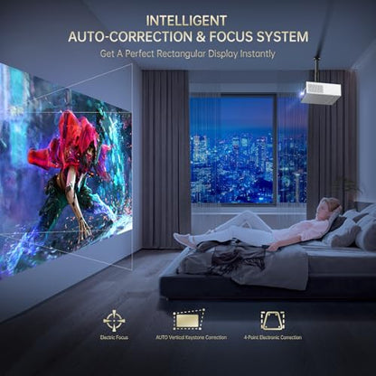 XIDU 1080P HD Portable Projector, Silver Metal Home Theater Projector | Ideal for bedroom, living room, compatible with HDMI USB, mobile phones and laptops