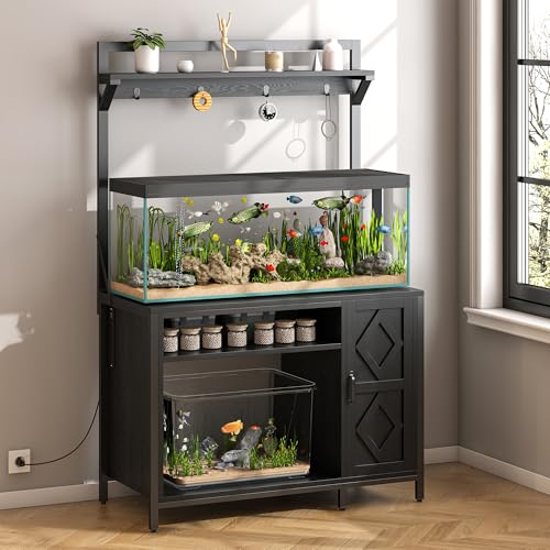 Saudism 75-120 Gallon Reptile Tank Stand with Display Shelf | Heavy metal frame - color: Black, size: For 120 Gallon Tank