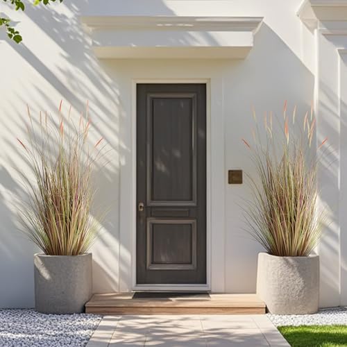 4ft 2-Pack Artificial Cattail Reed Grass, 47.2’’ Fake Indoor Outdoor Plants | Artificial Onion Grass Floor Plant, Home Office Wedding Decorative Potted Plants, Housewarming Gift, Pink - size: 4FT