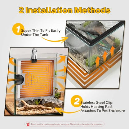 Reptile Heating Pad 6x5.5 Inch Under Tank Heater, 5W Low Energy Graphene Heating Mat for Terrarium, Safe & Even Warming for Snake Lizard Gecko Turtle Frog Hermit Crab Plastic/Glass Cages - size: upgrade 5W ( 6 x 5.5 Inch)