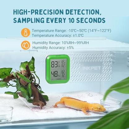 INKPET Reptile Thermometer Hygrometer Thermostat, with Max/min Record High-Accuracy Digial Display Ideal for Reptile Terrarium, Tank, Pet Rearing Box, Bearded Dragon, Leopard Gecko