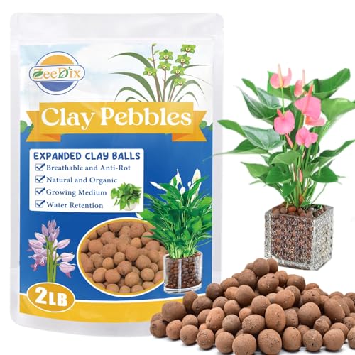2 LB Expanded Clay Pebbles for Plants 4mm-16mm Clay Balls Organic Hydroton Leca Balls for Indoor Plants Hydroponic Gardening Orchids Drainage Decoration Aquaponics Succulents - size: 2LB