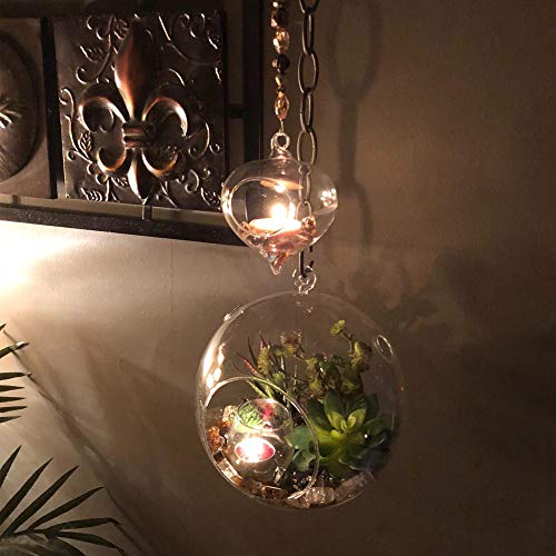 WGVI WGV Hanging Terrarium Globe, Width 8", Height 9", DIY Air Succulent Planter, Clear Glass Vase Orb with Flat Bottom, Candle Holder for Windowsill Outdoor Garden Decor, 1 Piece - size: 8" Flat Bottom