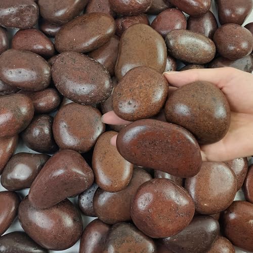 FANTIAN 10 lbs Red River Rocks, 2-3 Inch Polished Pebbles for Indoor Plants, Decorative Rocks Stones for Landscaping, Vases, Aquariums, Fountains, Pathways, Backyard and Garden - color: Red, size: 10 lbs, 2-3 Inch