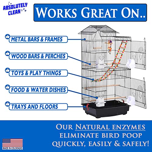 Absolutely Clean Amazing Bird Cage Cleaner and Deodorizer - Just Spray/Wipe - Safely & Easily Removes Bird Messes Quickly and Easily - Made in the US - Fragrance Free (32oz 2pack) - style: 32 Fl Oz (Pack of 2)