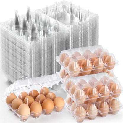 60 Pack Plastic Egg Cartons 12 Count, Clear Egg Cartons Cheap Bulk | Reusable Egg Holder for Family, Pasture, Farm Markets Display - Medium Egg Containers 3x4 Grids - style: 3x4Grids-60count