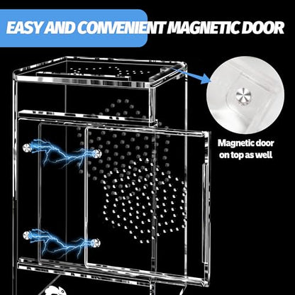 Acrylic Jumping Spider Enclosure 6.3 * 3.5 * 3.5IN,Insect Terrarium, Bug Cage, Praying Mantis Habitat, Snail Terrarium, Caterpillar Habitat - Multi-Species Kit