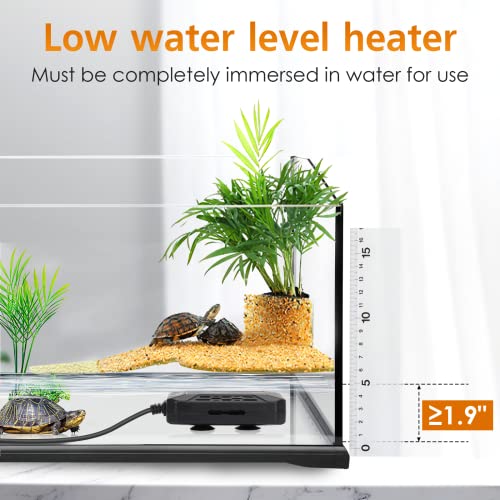 AQQA Aquarium Submersible Heater for Fish Tank,LED Temperature Display and Built-in Thermometer,External Controller Temperature Control Range 59℉-93℉,Safety Control Protects 50W