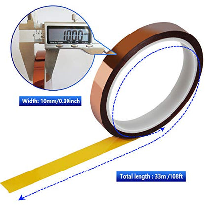 MEBMIK Heat Tape for Sublimation Transfer, Heat Resistant/Press, Adhesive Transfer Tape, Thermal, No Residue, 6 Rolls 10mm x33m(108ft)