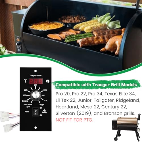 Control Panel Replacement for Traeger BAC236 Controller Digital Elite Thermostat BAC365 Wood Pellet Smoker with 7" RTD Temperature Probe Sensor BAC194 Grill Accessories - color: Black