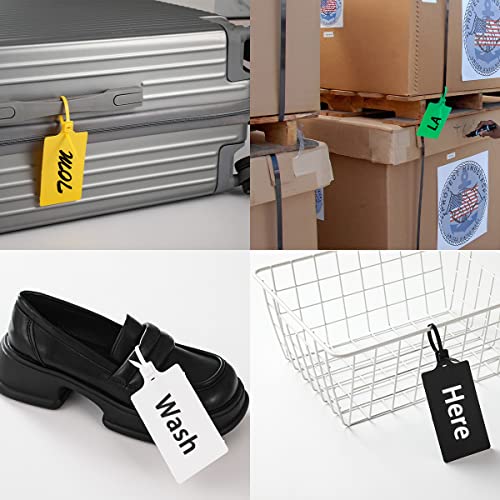 Tenshun 100 Plastic Tags - Waterproof, Writable, Seal & Shipping Tags with 2 Pens - color: Black, size: 100 PCS
