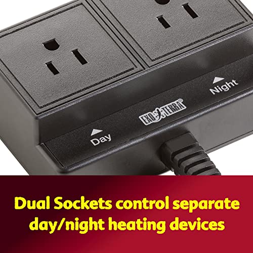 Exo Terra Thermostat for Reptile Terrariums | With Day and Night Timer and Dual Receptacles