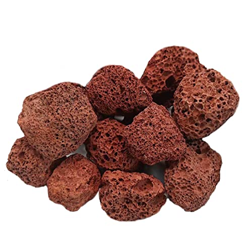 Tfwadmx 10 Pcs Aquarium Red Lava Rock Fish Tank Volcanic Pumice Stones for Shrimp Betta(1.18''-1.96'') - color: Red, size: M:1''-2''