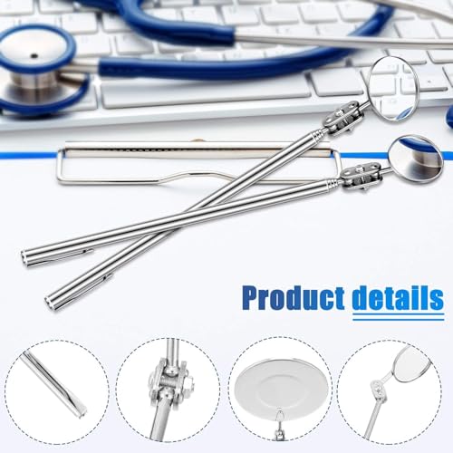 3 Pieces Telescoping Inspection Mirror Inspection Tool for Check the Condition of Vehicle, Observe the Eyelashes, Mouth and Other Small Parts(Round,3 Kinds of Size) - size: 3 Kinds of Size, style: Round
