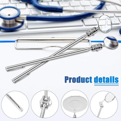 3 Pieces Telescoping Inspection Mirror Inspection Tool for Check the Condition of Vehicle, Observe the Eyelashes, Mouth and Other Small Parts(Round,3 Kinds of Size) - size: 3 Kinds of Size, style: Round