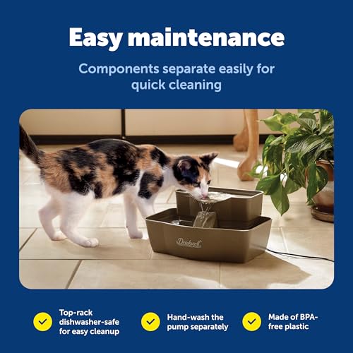 PetSafe Drinkwell Multi-Tier Pet Fountain, Cats & Dogs, Large | 100 oz Capacity, 2 Drinking Heights, Great for Senior/Arthritic Pets, Top-Rack Dishwasher Safe - size: 100oz Capacity