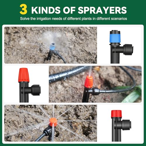Drip Irrigation System for Garden, 2026-Upgraded Quick Connect Garden Watering Kit All-in-One with 1/2 inch 1/4 inch Irrigation Tubing for Garden, Lawn, Greenhouse, Raised Beds (233FT) - size: 33FT Main tube+200FT 1/4" tube