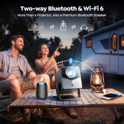 Smart Projector 4K [VIDAA Live TV & 36W Dolby & Voice Control] with WiFi6 and Bluetooth, Short Throw Projector Compatible with Netflix, AI Auto Focus, HDR10, Home Theater Proyector for Outdoor Movies