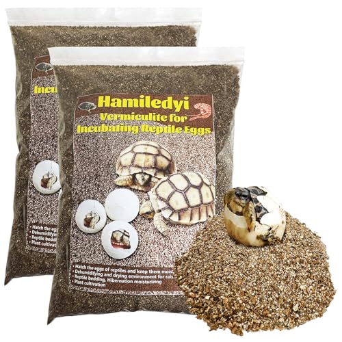 Hamiledyi Vermiculite for Incubating Reptile Eggs Terrarium Bedding Snake Habitat Substrate Reptile Bedding for Tortoise, Gecko, Ball Python, Salamander, Snake, Horned Frog(2Pack,0.87gal)