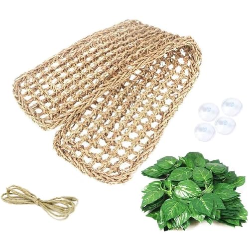 kathson Bearded Dragon Hammock, Natural Seagrass Reptile Hammock, Reptile Lounger Bearded Dragon Tank Accessories for Chameleons, Lizards, Geckos, Snakes, Lguana Reptiles, Geckos (29.52 x 7.08 inches)