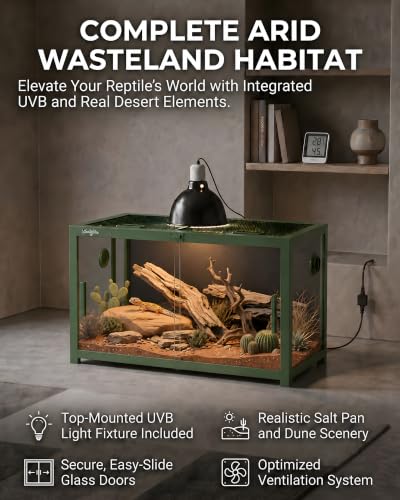 48 Gallon Reptile Tank, Gecko Reptile Enclosure Front Sliding Door | Stackable ventilation Gecko reptile terrariums Tank anti-escape locks and no-fingerprint handles humidification atomization - color: Green, size: 48 Gallon