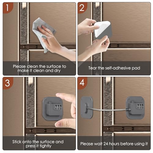 Refrigerator Lock, Combination Lock for Refrigerator Cabinets, Drawers(Grey-8Pack) - color: Grey-8Pack