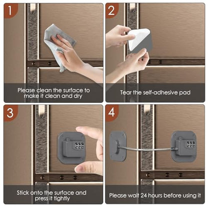 Refrigerator Lock, Combination Lock for Refrigerator Cabinets, Drawers(Grey-8Pack) - color: Grey-8Pack