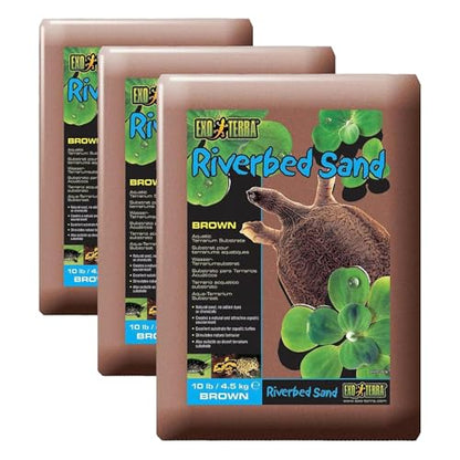 Exo Terra Riverbed Sand, 10-Pounds - Real Riverbed Sand with No Added Dyes or Chemicals (Pack of 3) - size: 10-Pound (Pack of 3)