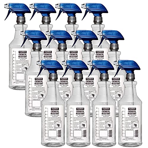 HARRIS 100% Chemically Resistant Professional Spray Bottles, 32oz (12-Pack) - size: 12-Pack