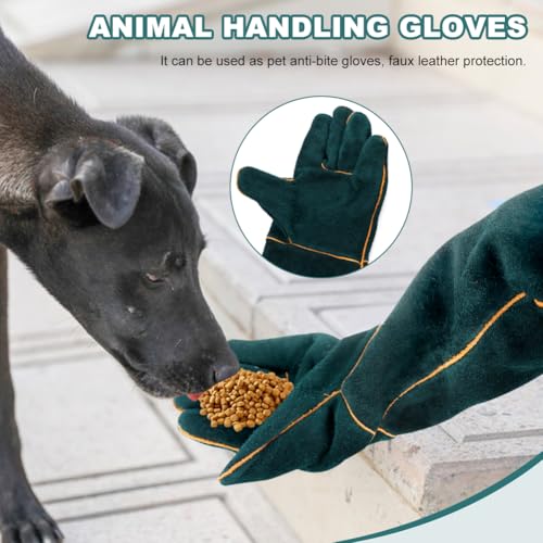 Animal Handling Glove Bite Proof 23.6 Inch Multipurpose Pet Glove for Trips to Vet Grooming Puncture Proof Training Anti-Bite Scratch(COLOR:Green)