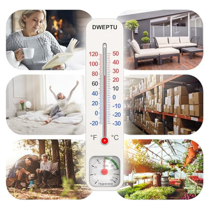 Outdoor/Indoor Thermometer Hygrometer Humidity Monitor Temperature Humidity Gauge Meter with Celsius/Fahrenheit (℃/℉) for Patio Field Cellar Garden Greenhouse Closet by DWEPTU
