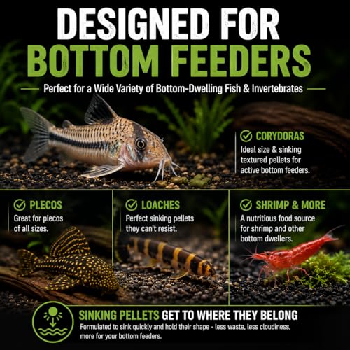 Bottom Feeder Fish Food – Sinking BSFL Pellets for Corydoras, Plecos & Loaches – High Protein Insect-Based Aquarium Fish Diet – BugGraze